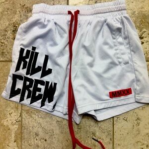 Kill Crew White Shorts with Red and Black Details